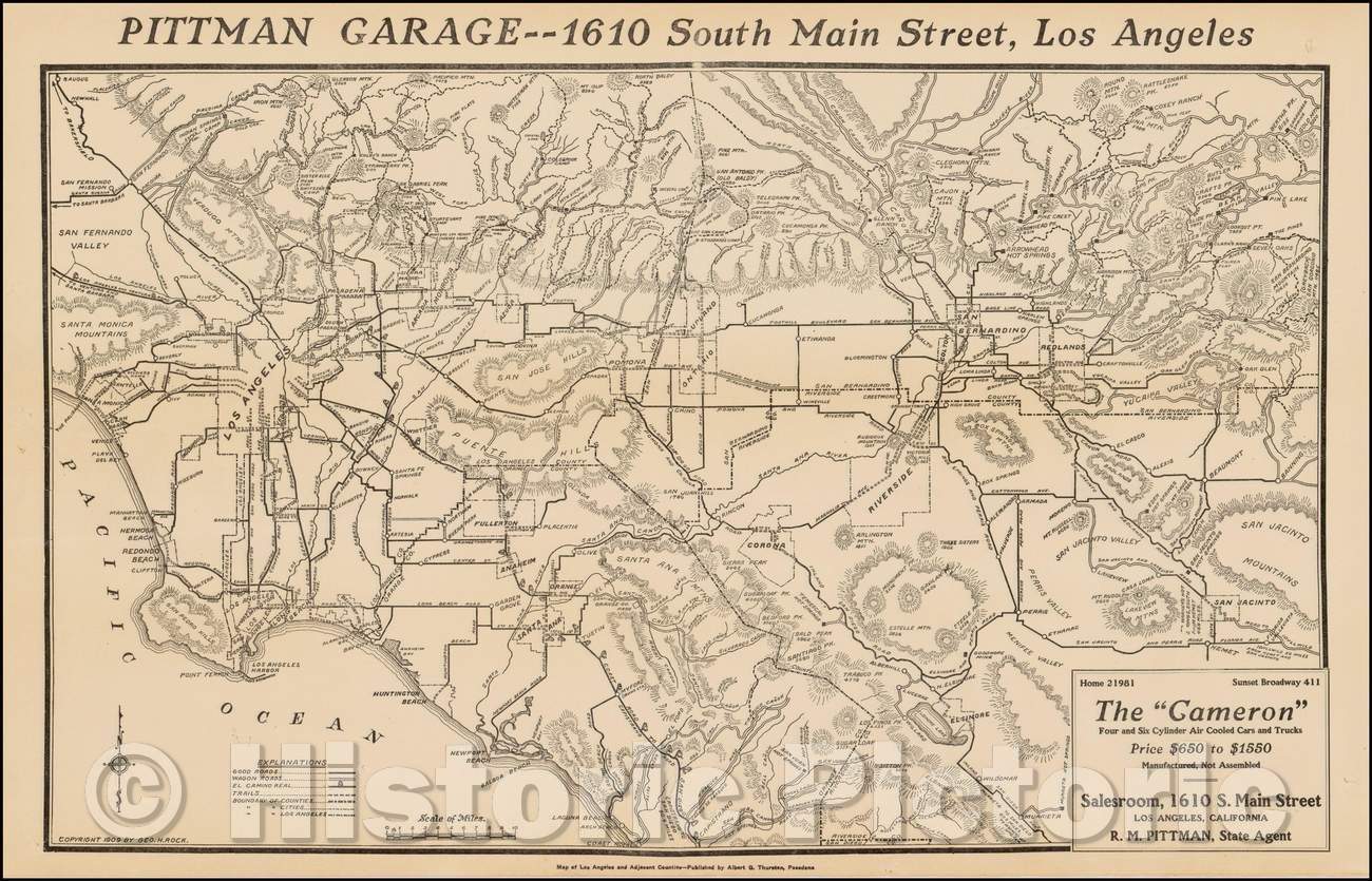 Historic Map - Map of Los Angeles and Adjacent Counties, 1909, George H. Rock v3