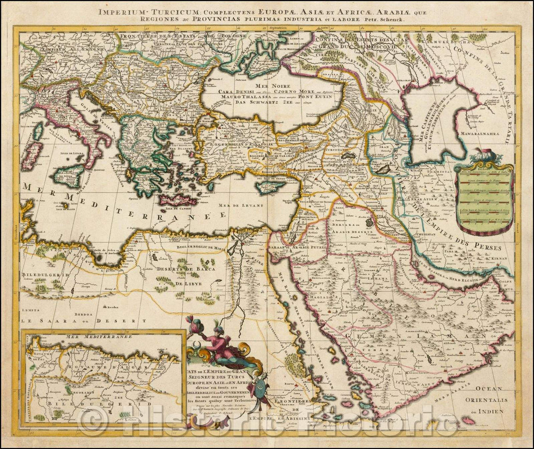 Historic Map - Imperium Turcicum Complectens Europae, Asiae, et Africae, Arabiae que Regiones ac Provincias Plurimas Industria et Labore, 1705, Peter Schenk v2