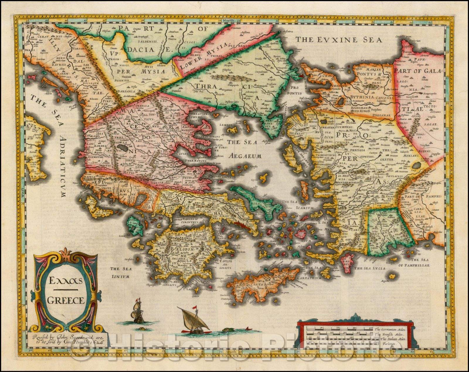 Historic Map - Greece, 1627, John Speed - Vintage Wall Art