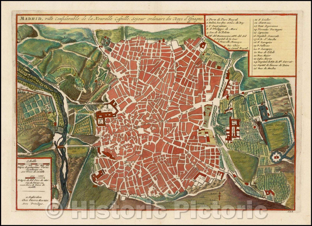 Historic Map - Madrid, ville Considerable de la Nouvelle Castille, 1700, Pieter Mortier - Vintage Wall Art