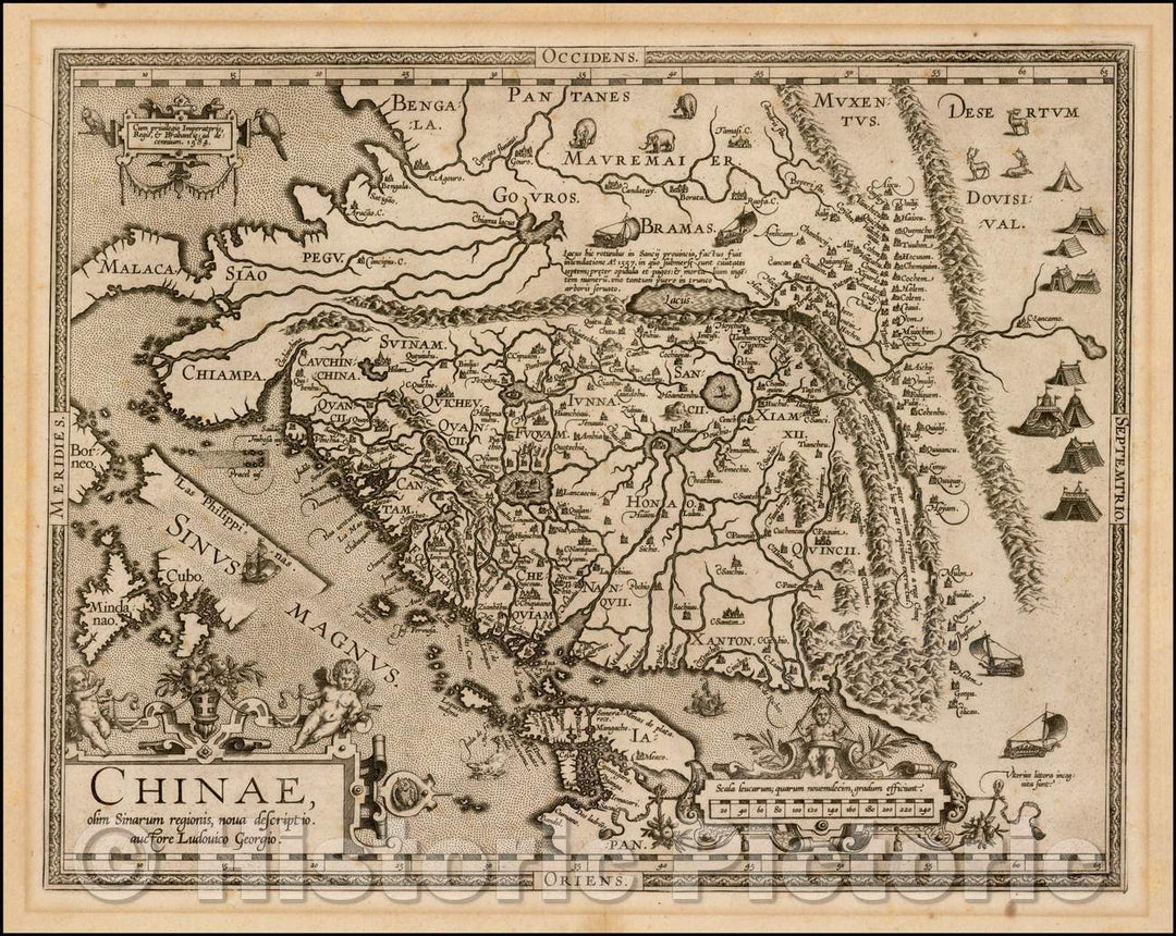 Historic Map - Chinae, olim Sinarum regionis nova descriptio auctore Ludovico Georgio, 1595, Abraham Ortelius v2