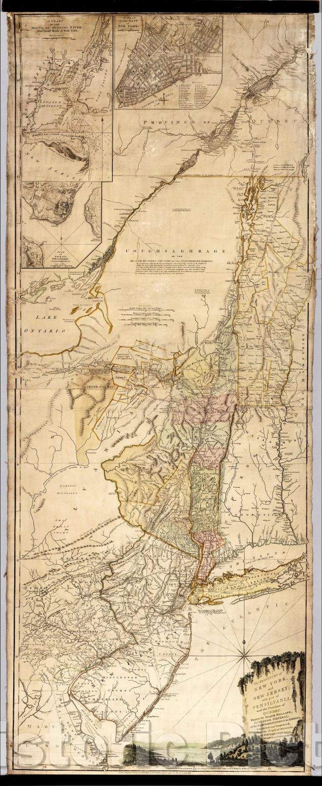 Historic Map - The Provinces of New York, and New Jersey; with part of Pensilvania and the Province of Quebec. Drawn, 1776, Sayer & Bennett v1