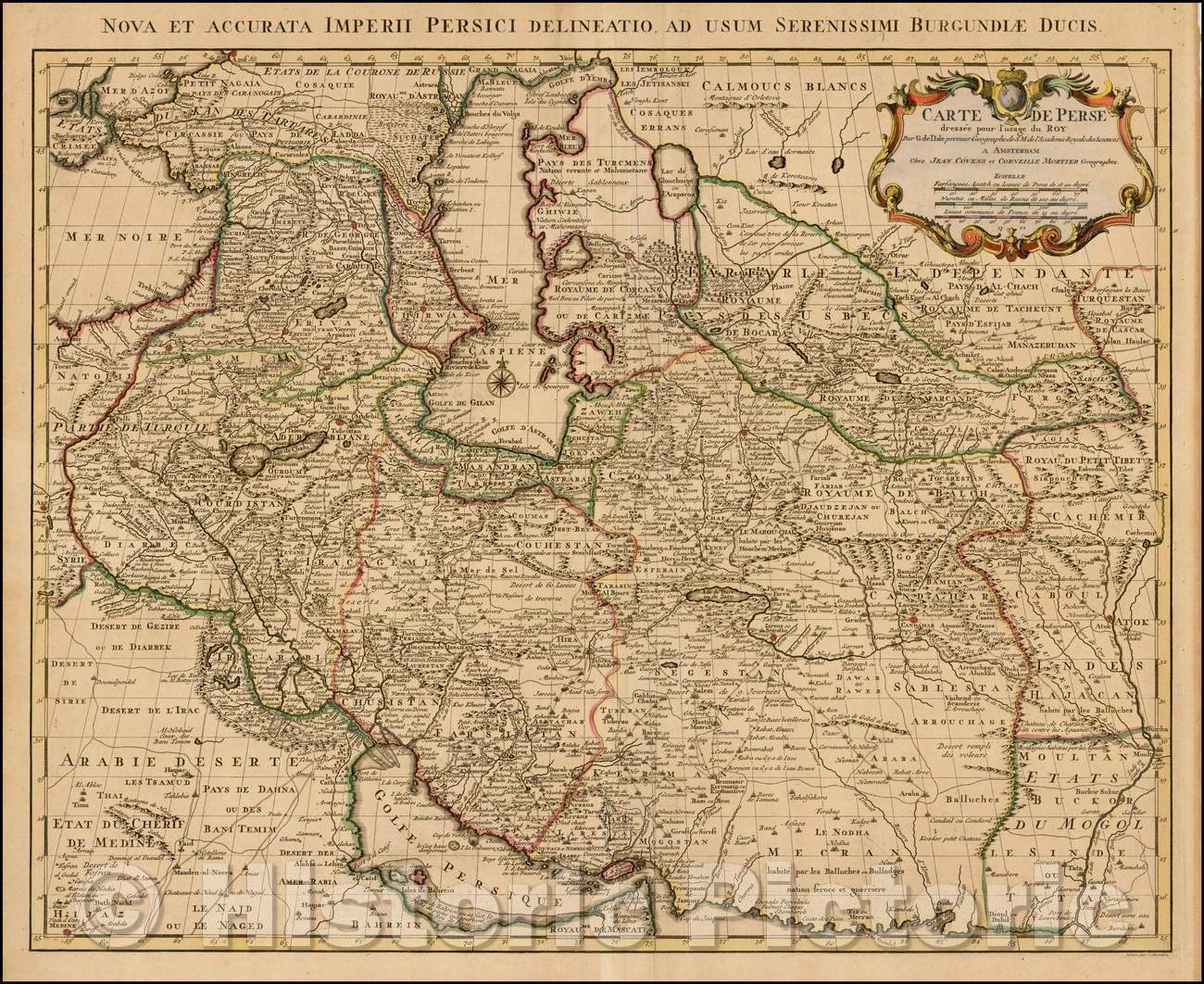 Historic Map - Carte De Perse dressee pour l'usage du Roy/Card Persia erected for the use of Roy, 1722, Johannes Covens - Vintage Wall Art