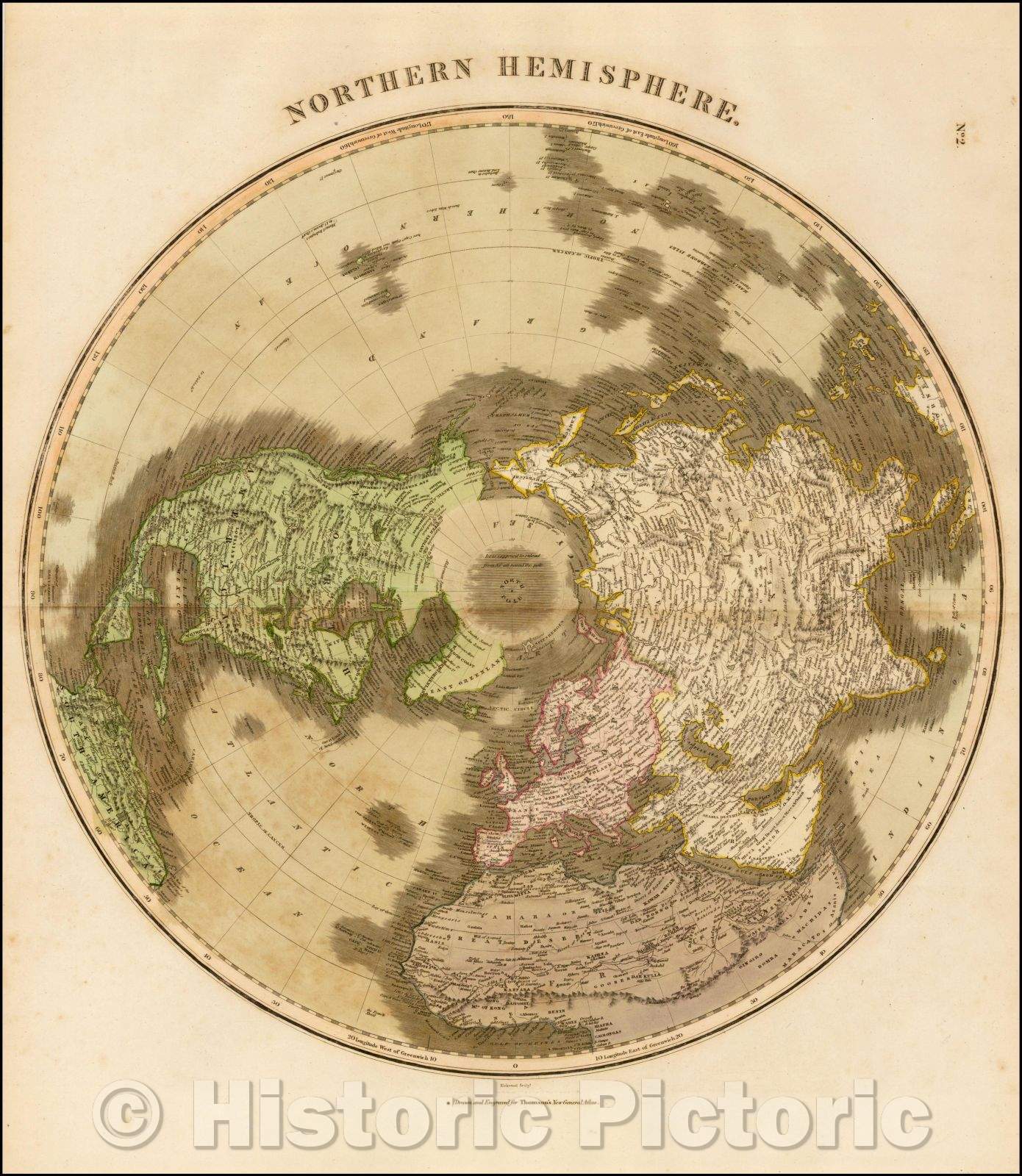 Historic Map - Northern Hemisphere, 1814, John Thomson v2