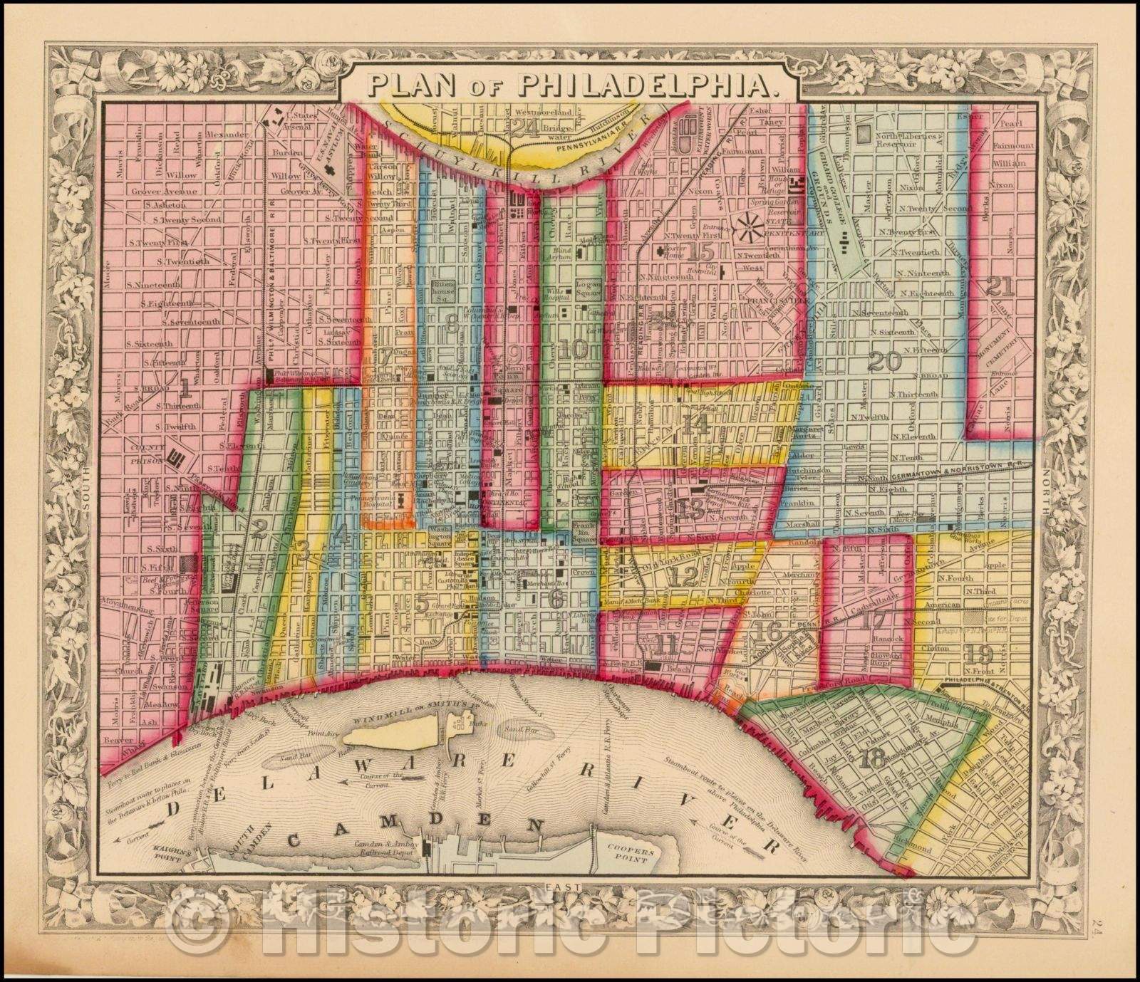 Historic Map - Plan of Philadelphia, 1863, Samuel Augustus Mitchell Jr. v2