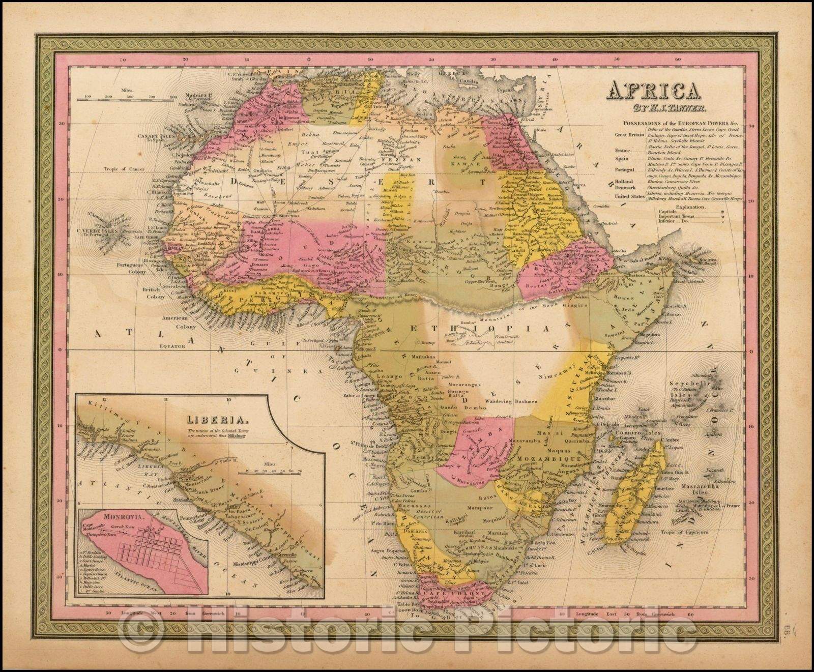 Historic Map - Africa, 1845, Henry Schenk Tanner v1