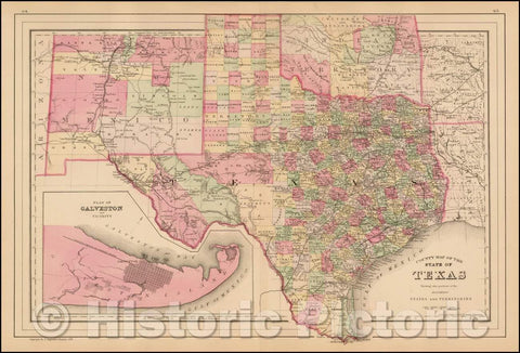 Historic Map - County Map of The State of Texas Showing also portions of the Adjoining States and Territories, 1884, Samuel Augustus Mitchell Jr. v1