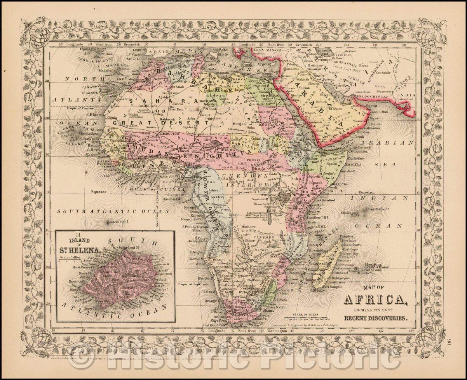 Historic Map - Map of Africa showing Its Most Recent Discoveries, 1880, Samuel Augustus Mitchell Jr. v3