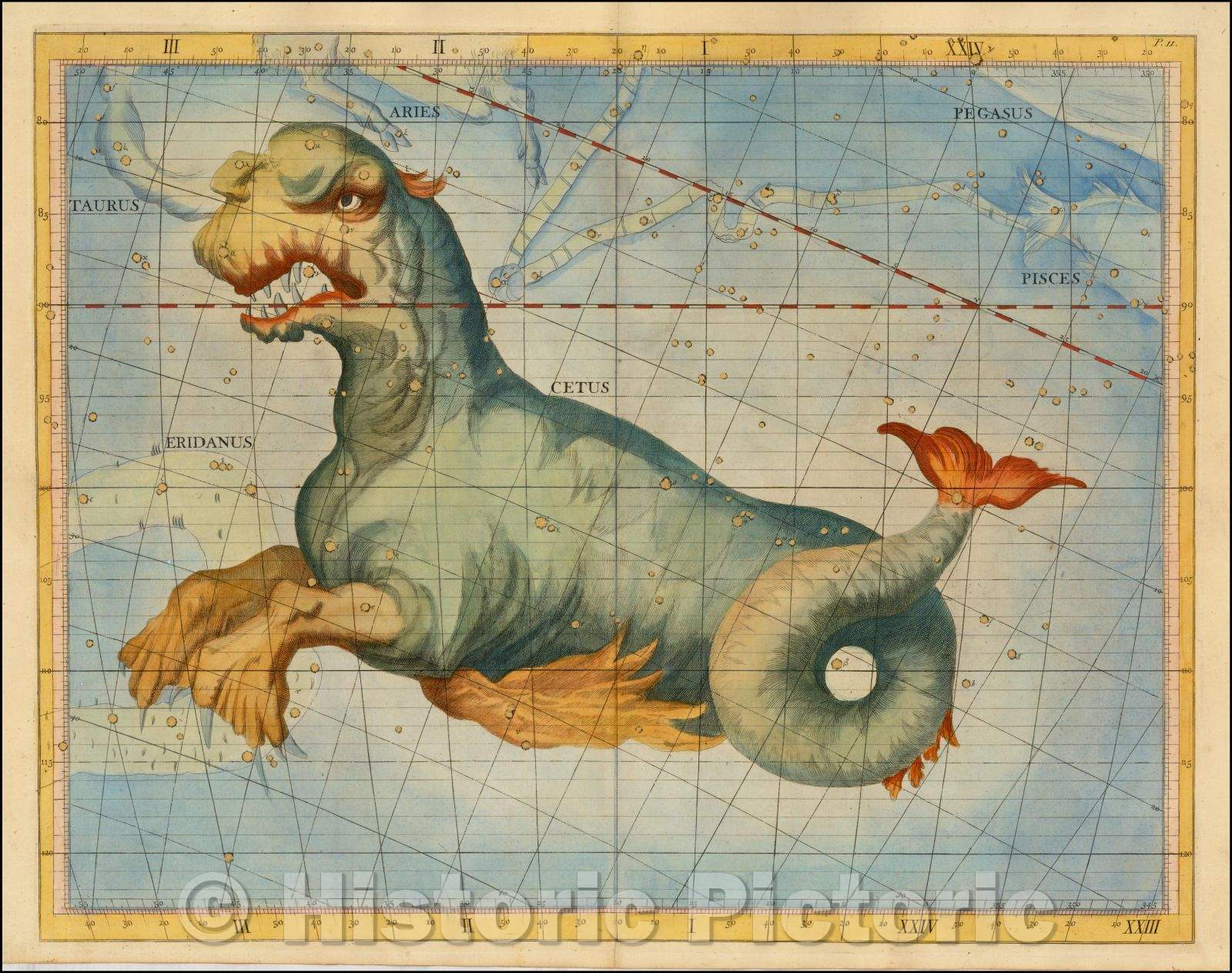 Historic Map - Cetus, 1728, John Flamsteed v2