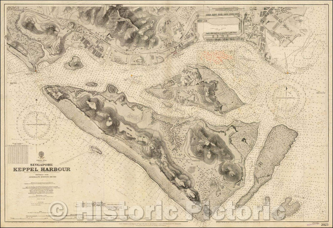 Historic Map - Singapore Keppel Harbour, 1893, British Admiralty - Vintage Wall Art