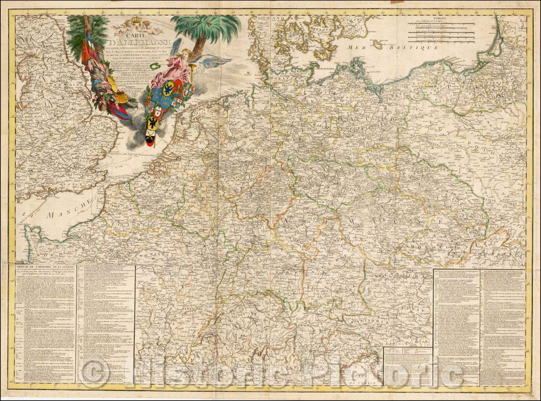 Historic Map - Carte d'Allemagne Pour Servir A L'Intelligence De Histoire De La Guerre En :: Germany To Serve In Intelligence From History of the War, 1765 - Vintage Wall Art