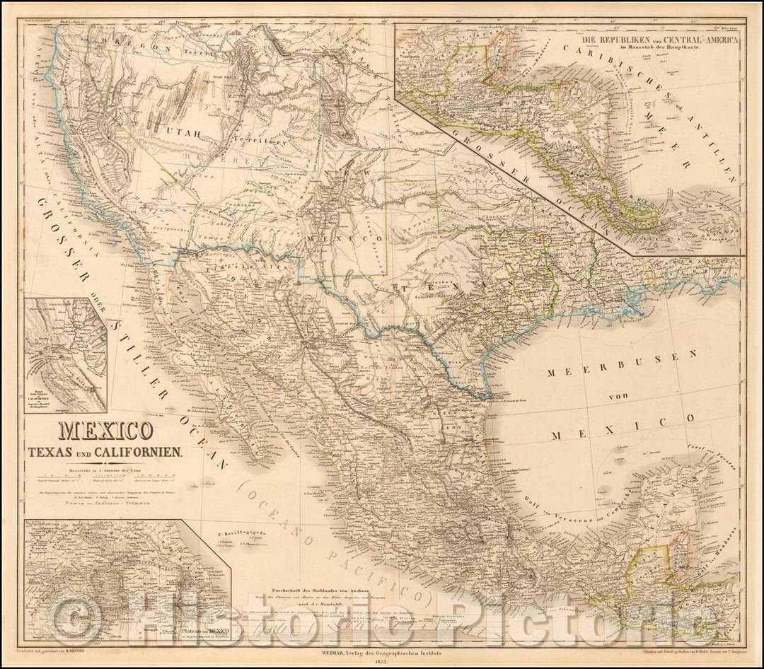 Historic Map - Mexico, Texas und Californien, 1853, Heinrich Kiepert v2