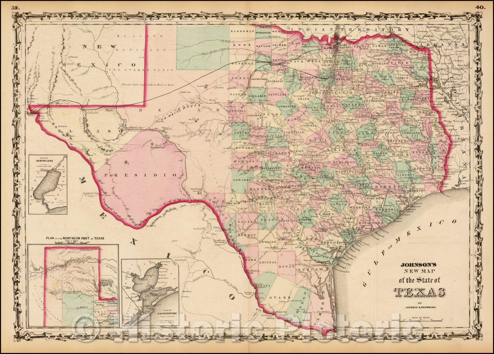 Historic Map - Johnson's New Map of the State of Texas, 1862, Benjamin Ward v3