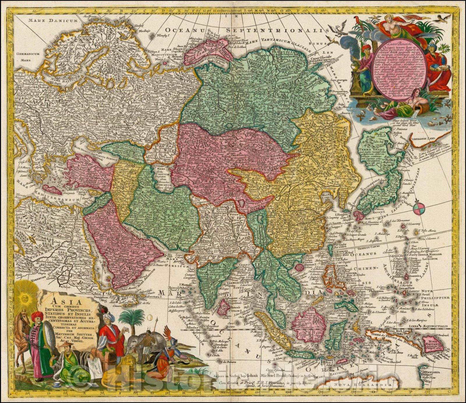 Historic Map - Asia Cum Omnibus Imperiis Provinciis Statibus et Insulis Iuxta Observationes Recentissimas et Accuratissimas Correcte et Adornata, 1783 - Vintage Wall Art