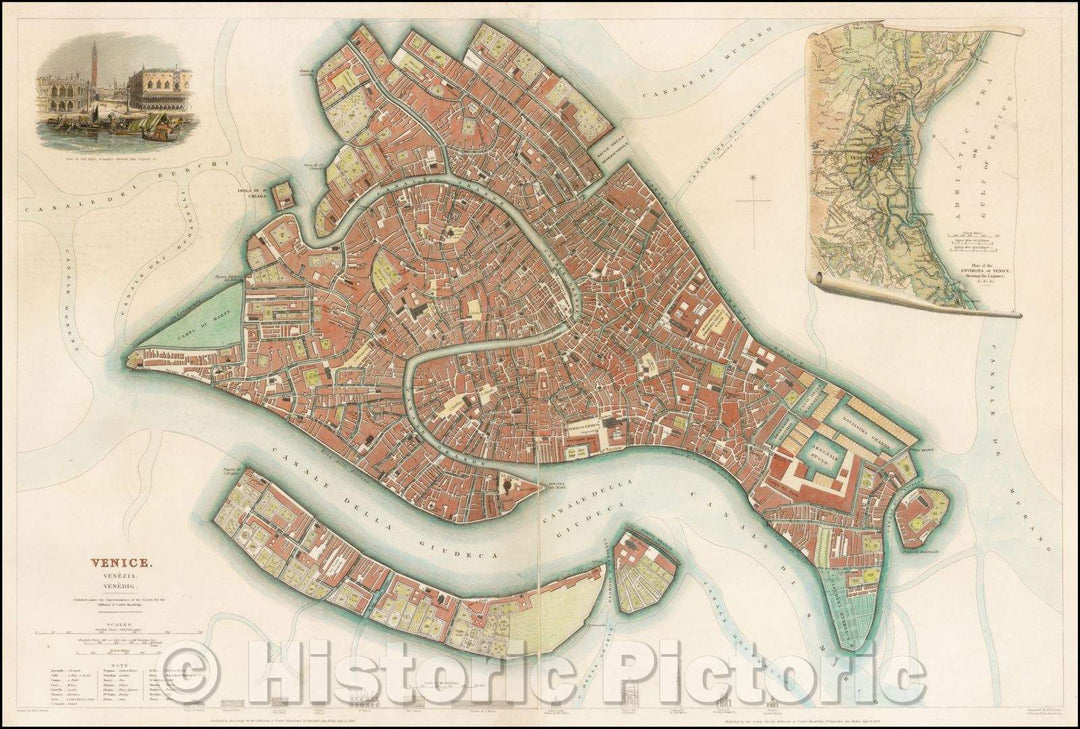 Historic Map - Venice Venezia. Venedig, 1838, SDUK v6