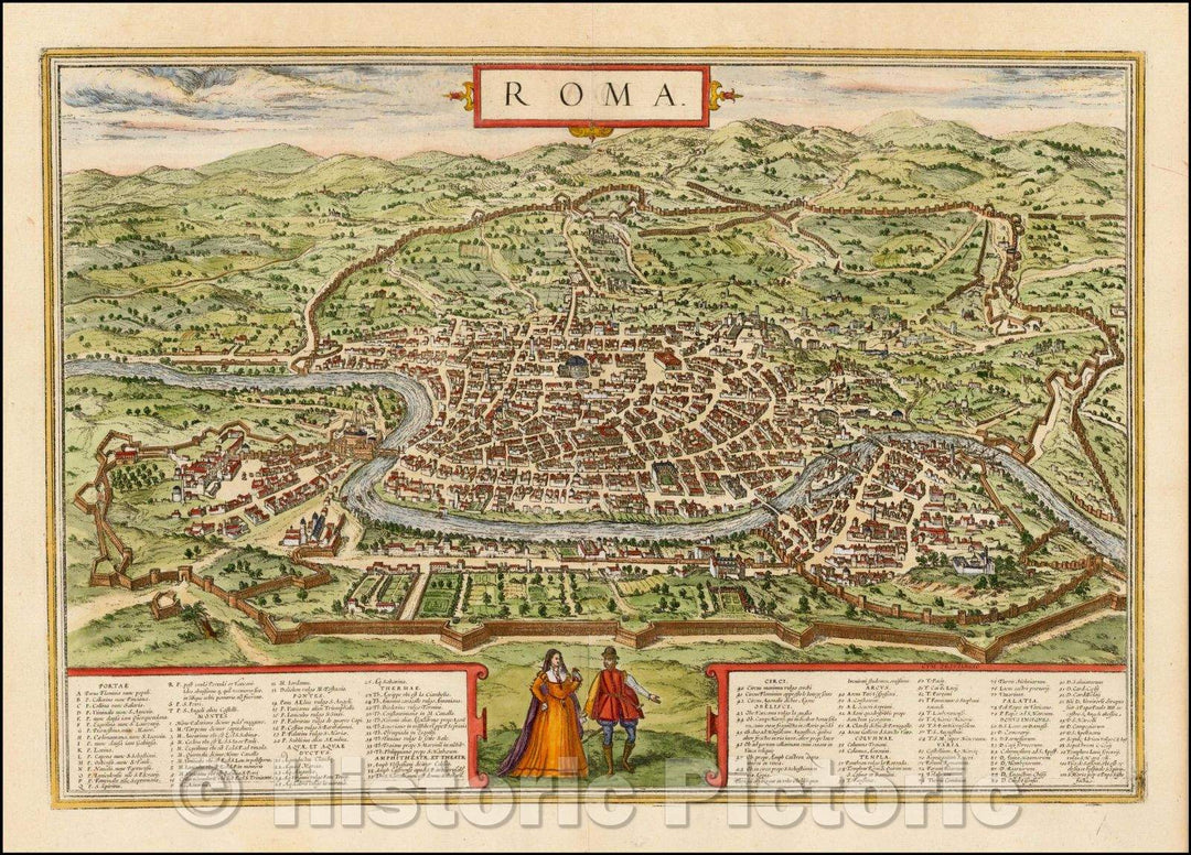 Historic Map - Rome, Italy, 1572, Georg Braun v2