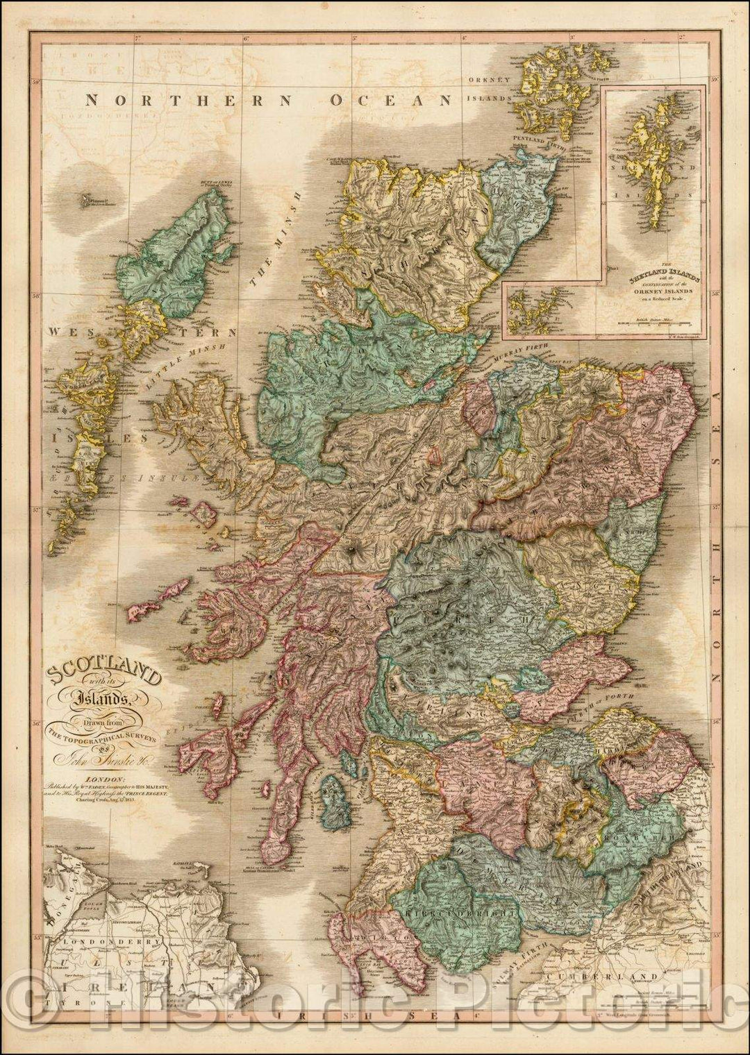 Historic Map - Scotland with its Islands, 1813, William Faden - Vintage Wall Art