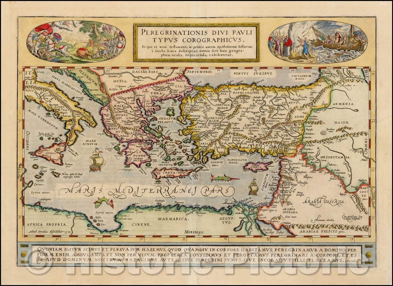 Historic Map - Peregrinationis Divi Pauli Typus Corographicus ./Paul travels Type corographica, 1603, Abraham Ortelius - Vintage Wall Art