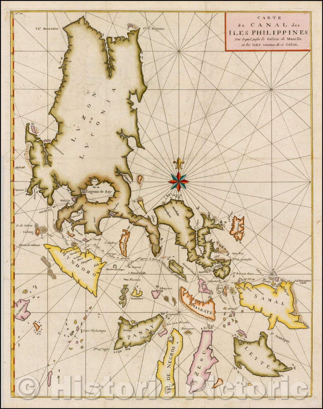 Historic Map - Canal des Iles Philippines Par leque passe le Galion de Manille. Et les Iles voisines de ce canal :: Kaart van het Kanaal in de Filippynsche, 1765 v2