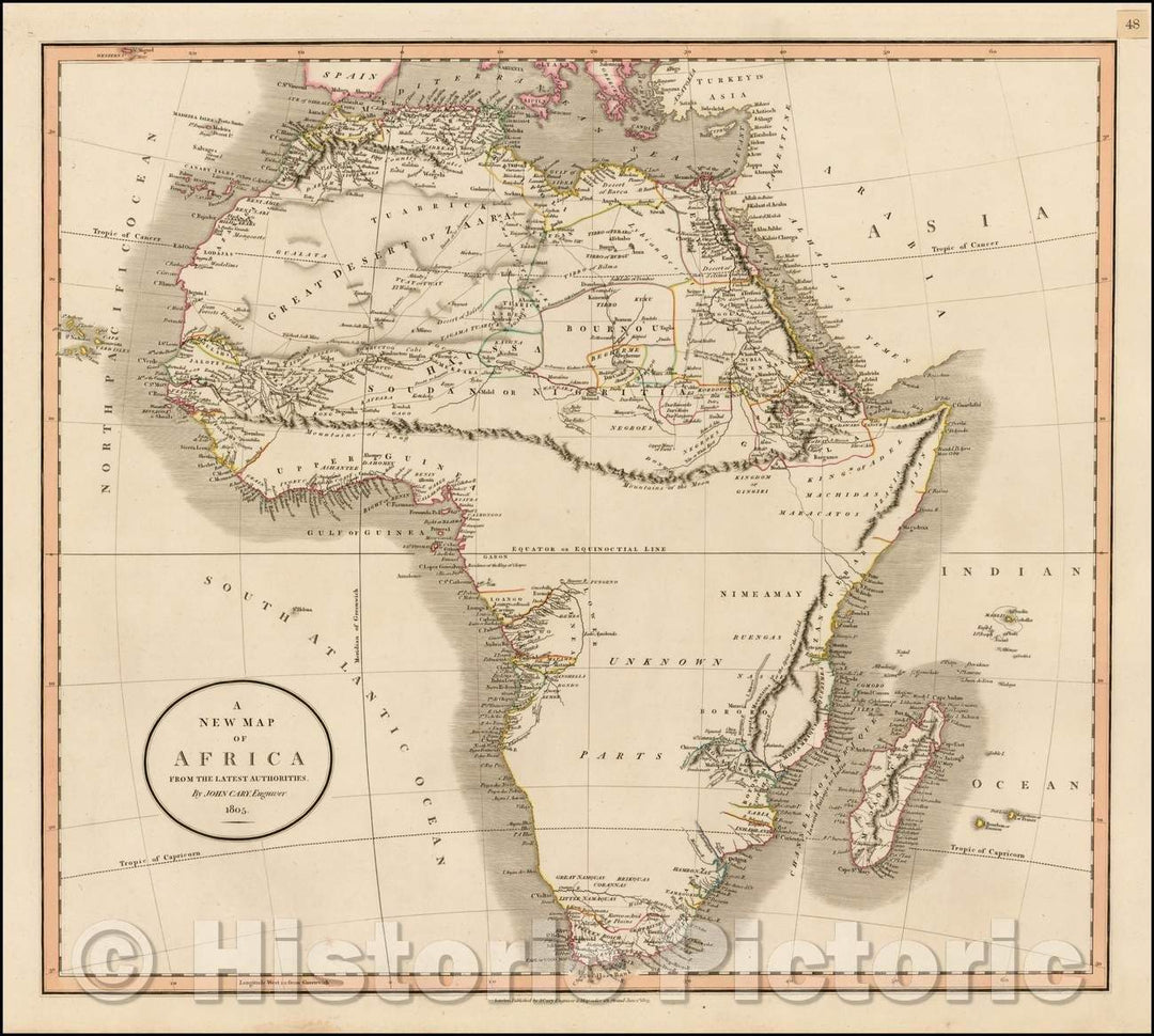 Historic Map - Africa, From the Latest Authorities, 1805, John Cary v2