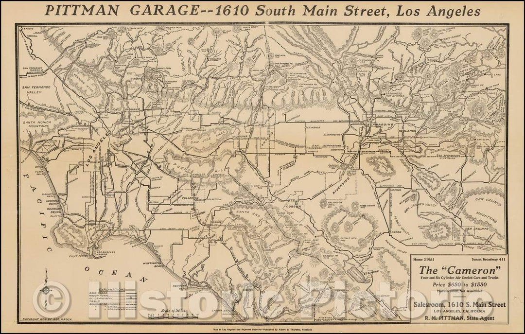 Historic Map - Map of Los Angeles and Adjacent Counties, 1909, George H. Rock v4