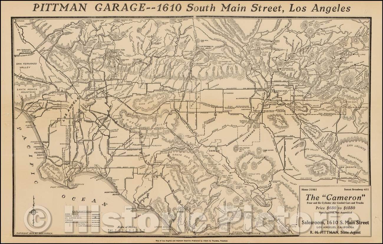 Historic Map - Map of Los Angeles and Adjacent Counties, 1909, George H. Rock v4