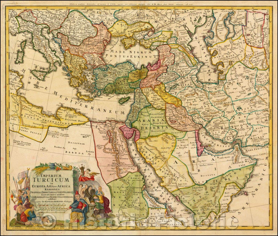 Historic Map - Imperium Turcicum in Europa, Asia, et Africa Regiones Proprias, Tributarias, Clientelares sicut et omens ejusdem, 1737, Johann Baptist Homann - Vintage Wall Art