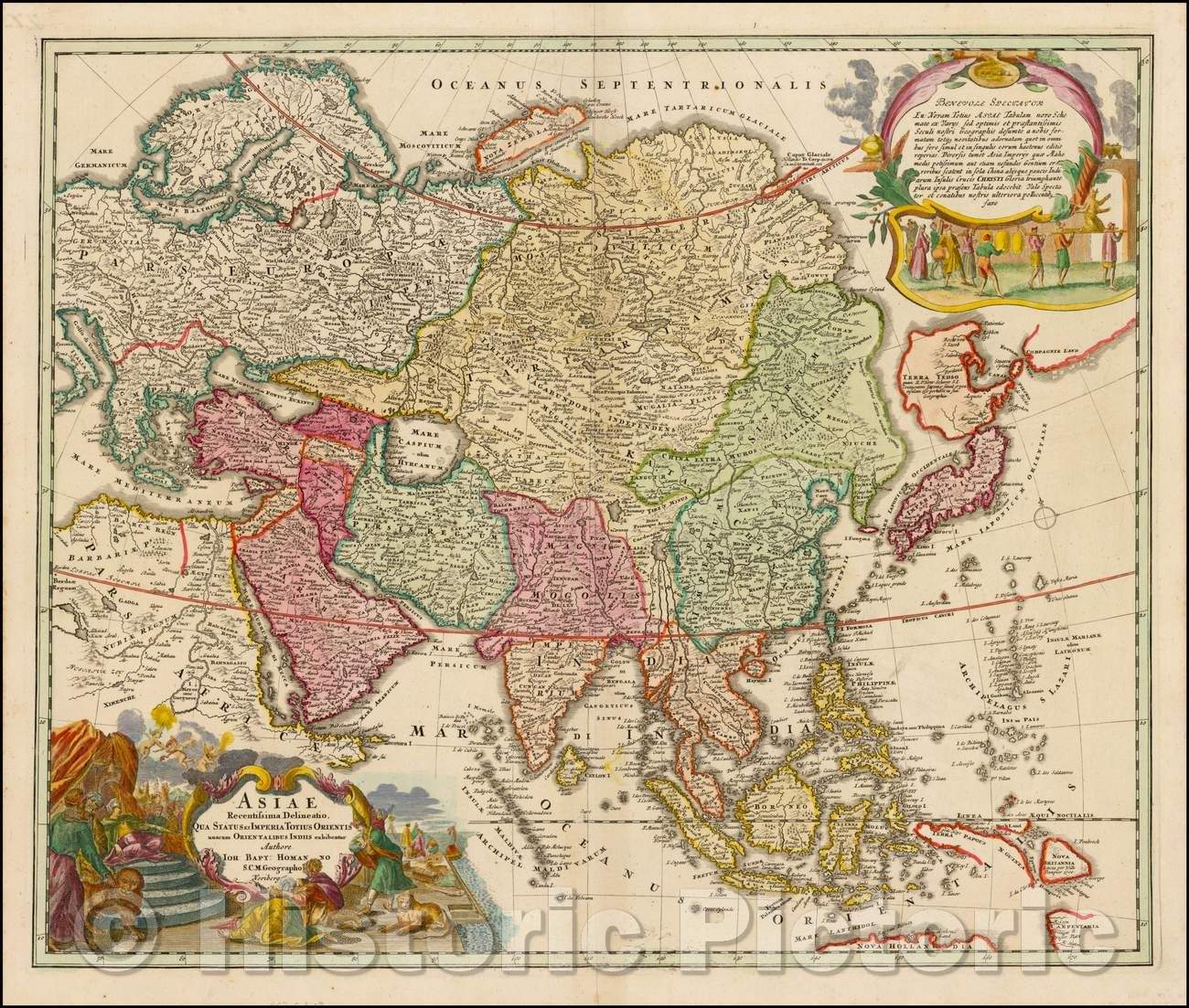 Historic Map - Asiae Recentissima Delineatio Qua Status et Imperia Totius Orientis unacum Orientalibus Indiis, 1720, Johann Baptist Homann - Vintage Wall Art