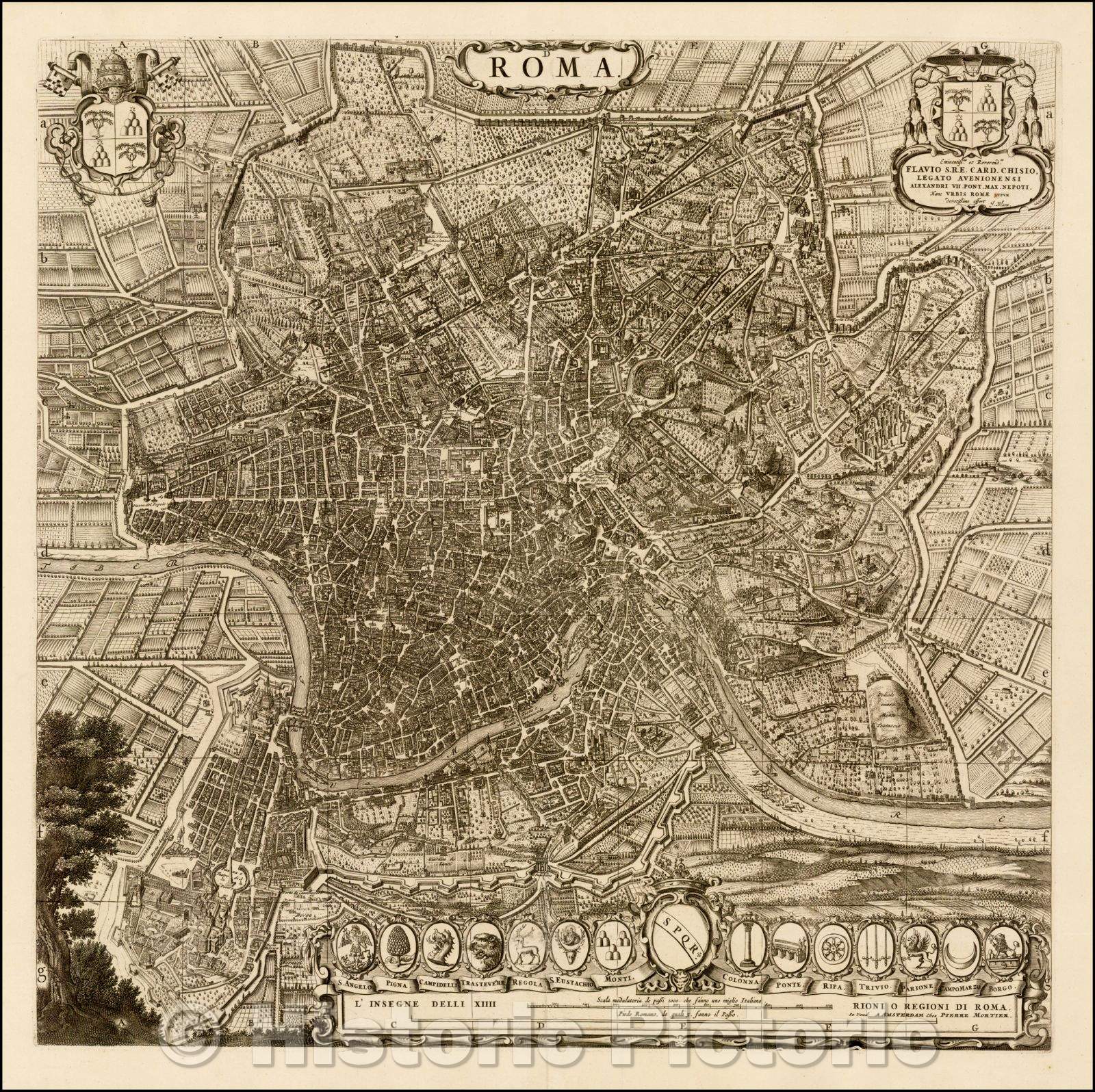 Historic Map - Rome, Italy, 1663, Willem Janszoon Blaeu v2