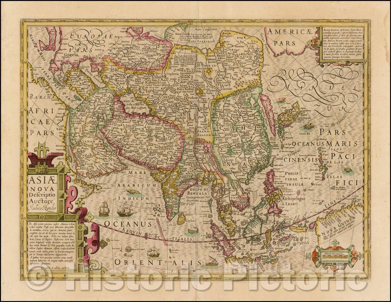 Historic Map - Asiae Nova Descriptio, 1606, Jodocus Hondius - Vintage Wall Art