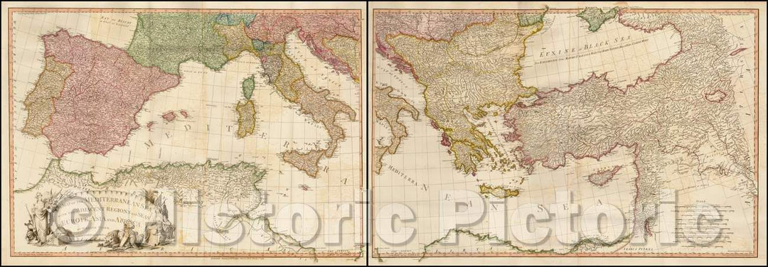 Historic Map - Mediterranean Sea with the Adjacent Regions and Seas in Europe, Asia and Africa. London: Printed for W. Faden, Geographer to the King, 1785 v1