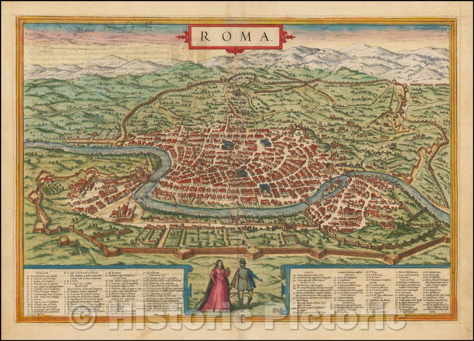 Historic Map - Rome, Italy, 1572, Georg Braun v3