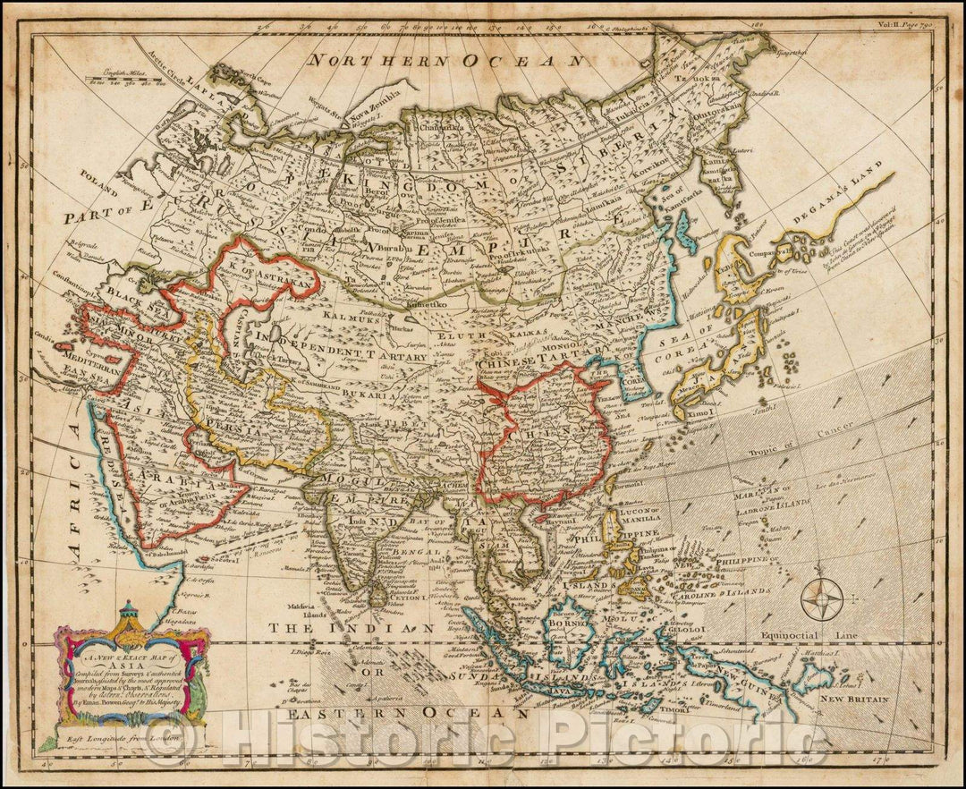 Historic Map - A New & Exact Map of Asia, 1744, Emanuel Bowen v2