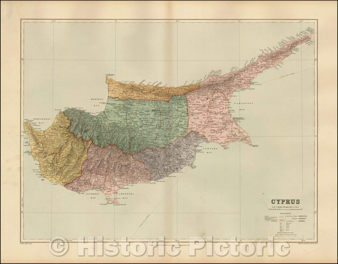 Historic Map - Cyprus, 1896, Edward Stanford v1