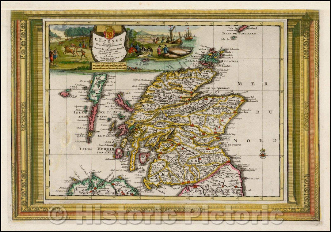 Historic Map - L'Ecosse Suivant les Nouvelles Observations/Vander Aa's Map of Scotland, 1713, Pieter van der Aa - Vintage Wall Art