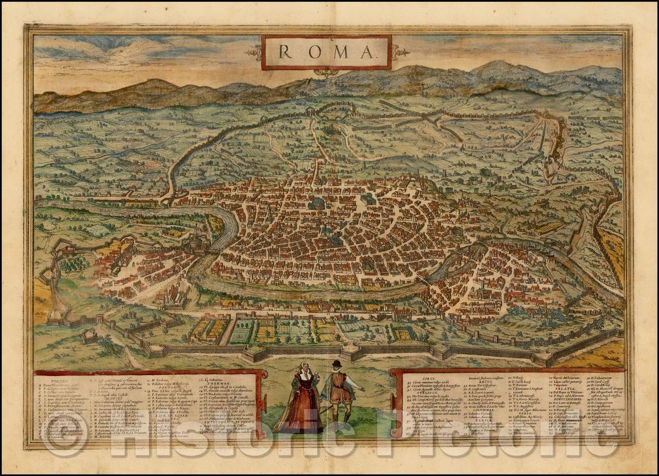 Historic Map - Rome, Italy, 1572, Georg Braun v4