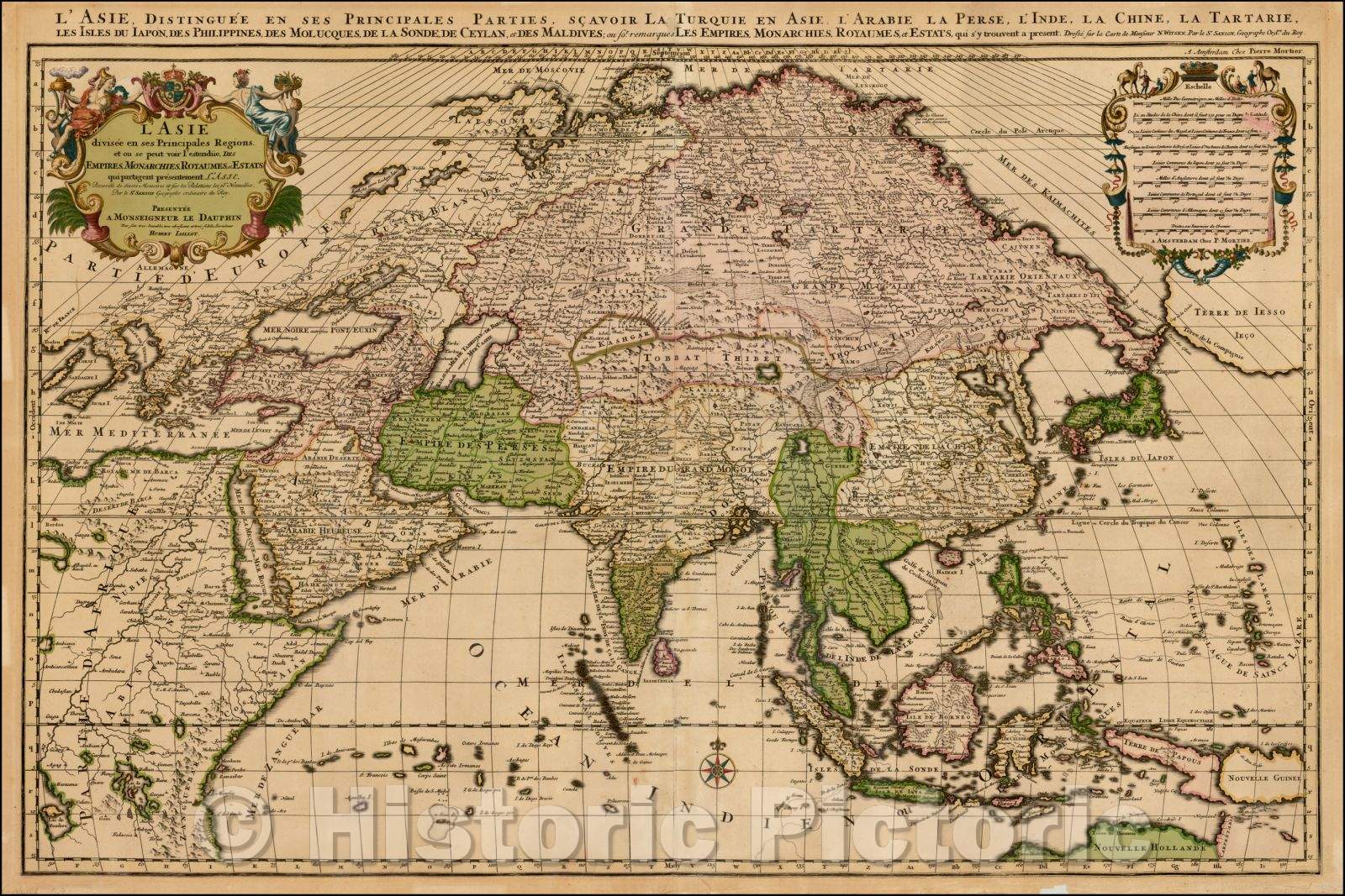 Historic Map - L'Asie divisee in ses Principales Regions/Map of Asia, published by Hubert Jaillot, 1700, Cornelis Mortier - Vintage Wall Art