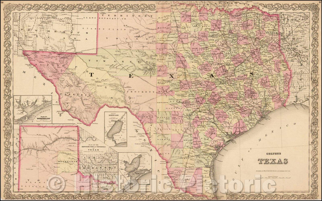 Historic Map - Colton's Texas, 1873, G.W. & C.B. Colton v3