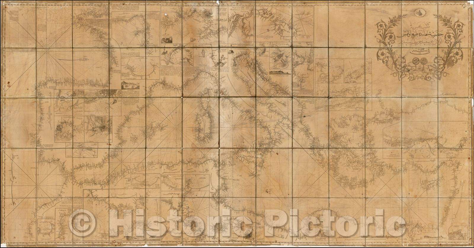 Historic Map - Turkish Sea Chart of the Mediterranean, 1865, Mekteb-i Bahriye Hazreti ?ahane v1