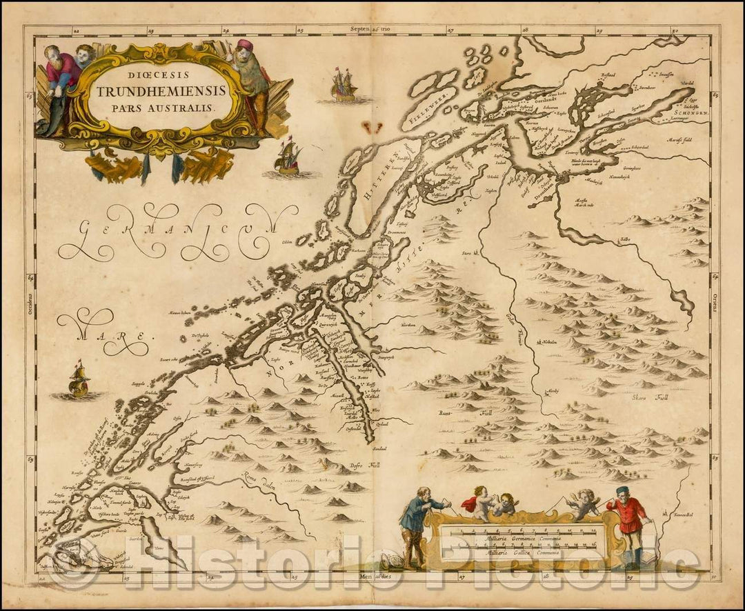 Historic Map - Dioecesis Trundhemiensis Pars Australis/Map of the Southern part of the Diocese of Trondheim in Norway, first published by Jan Jansson, 1670 - Vintage Wall Art