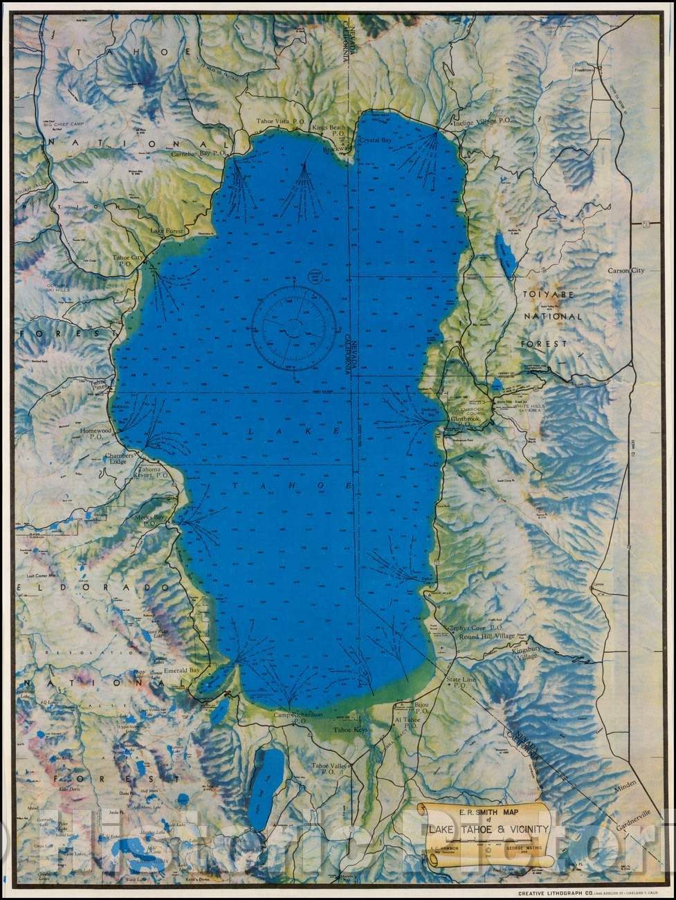 Historic Map - E.R. Smith Map of Lake Tahoe & Vicinity, 1947, E. R. Smith v1