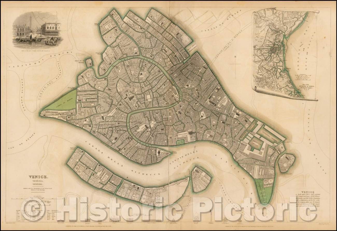 Historic Map - Venice Venezia. Venedig, 1838, SDUK v7