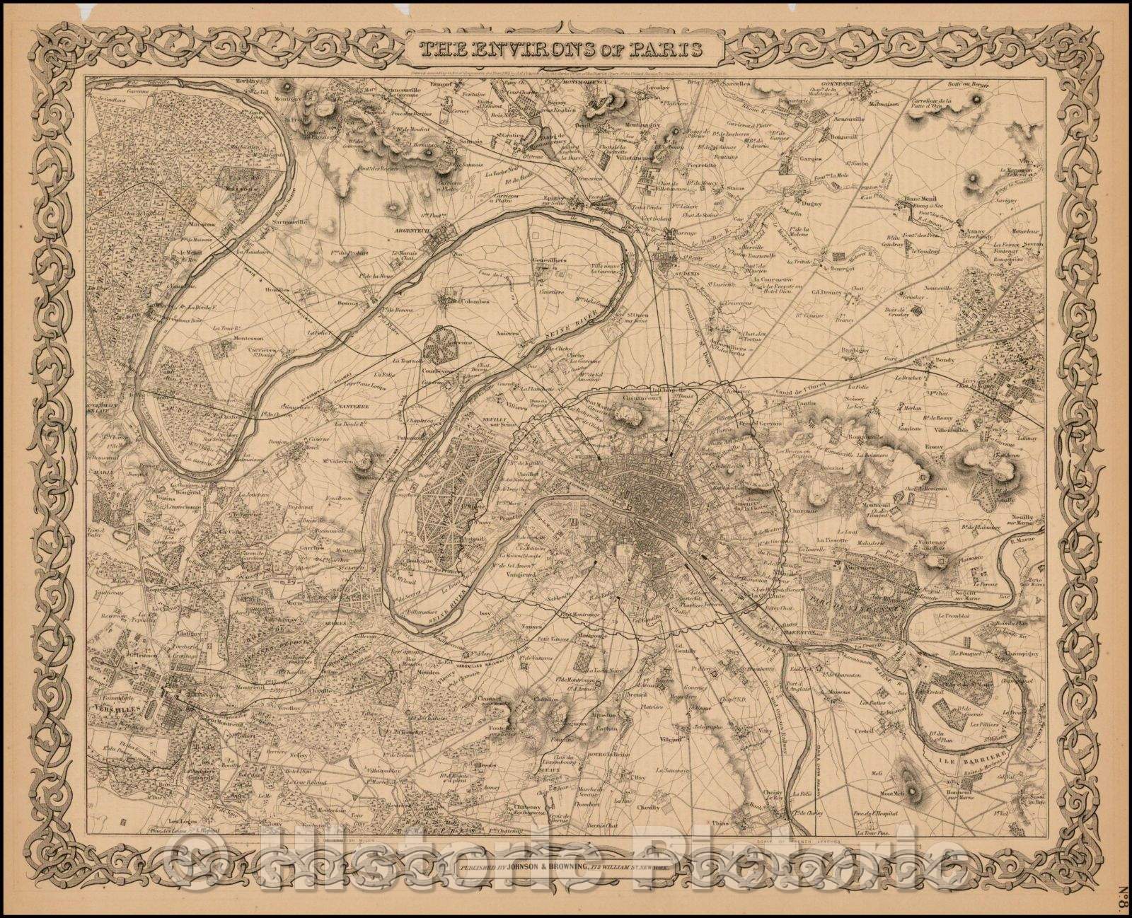 Historic Map - The Environs of Paris, 1855, Joseph Hutchins Colton v3