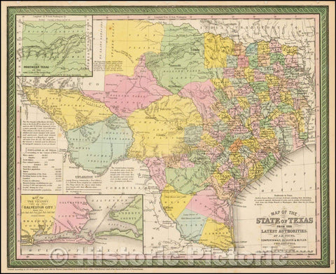 Historic Map - Map of the State of Texas From The Latest Authorities, 1854, Cowperthwait, Desilver & Butler v2