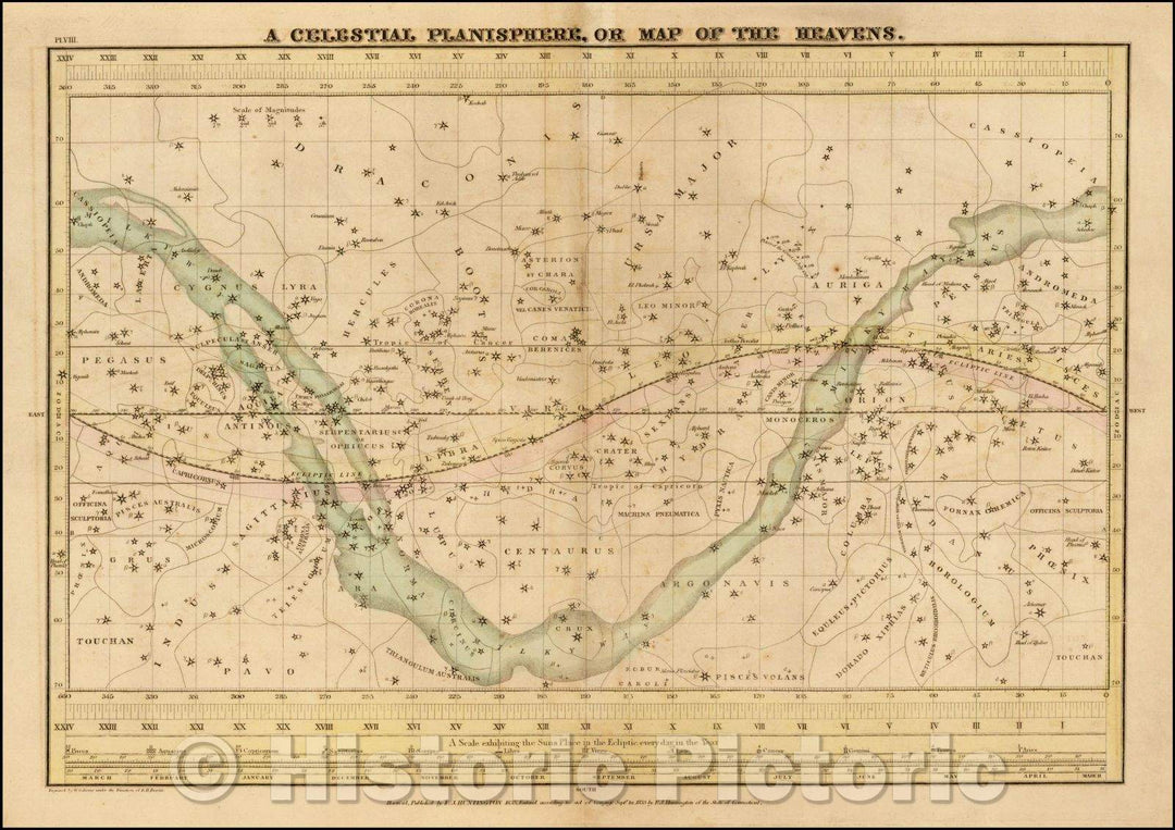 Historic Map - A Celestial Planisphere, Or Map of the Heavens, 1835, Elijah J. Burritt v4