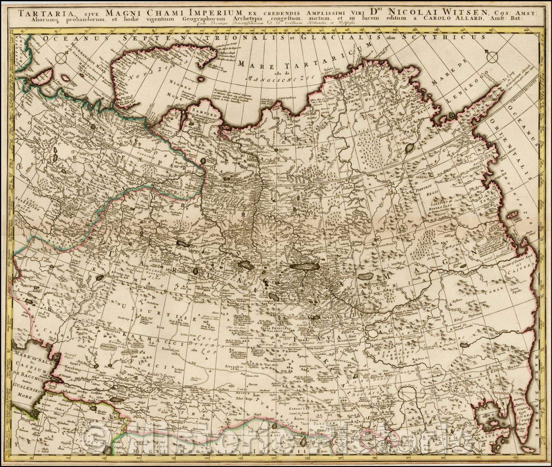 Historic Map - Tartaria, sive Magni Chami Imperium ex Ciendensis Amplissimi/Carel Allard Map of Tartary, extending from the Caspian Sea to Korea, 1690 - Vintage Wall Art