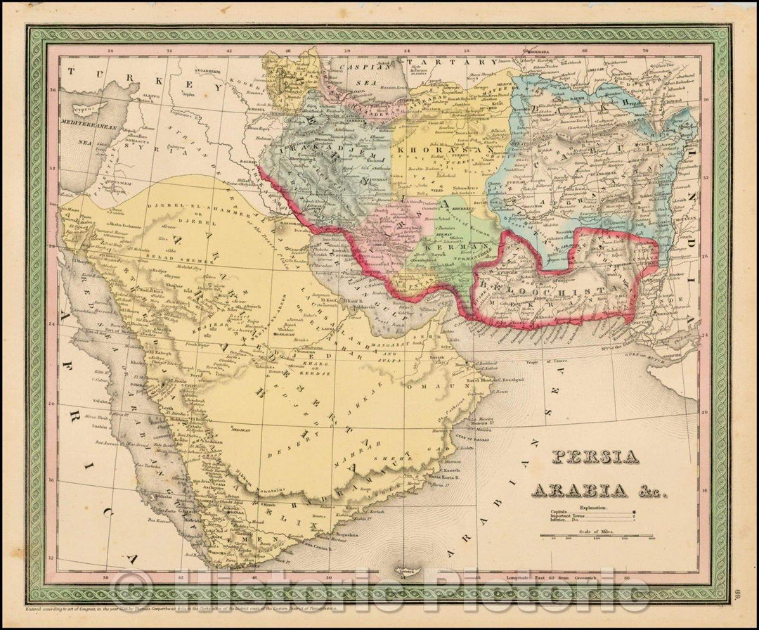 Historic Map - Persia Arabia, 1850, Thomas, Cowperthwait & Co. v4