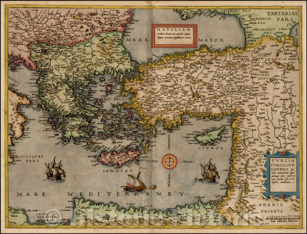 Historic Map - Natoliam Moderni dicunt tam partem quam Asiam minrem appelauere veteres, 1593, Cornelis de Jode v2