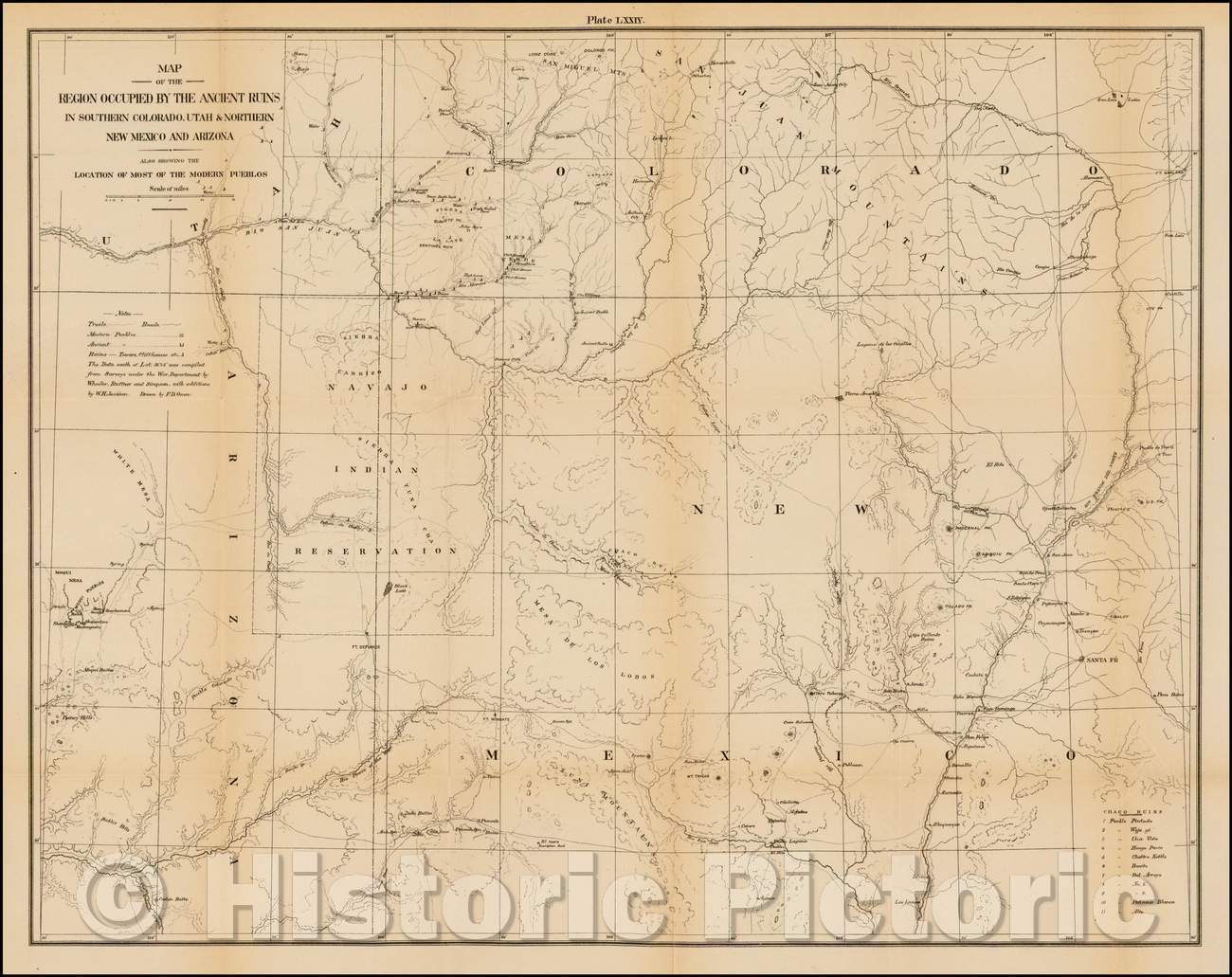 Historic Map - Map of the Region Occupied, 1876, United States GPO - Vintage Wall Art