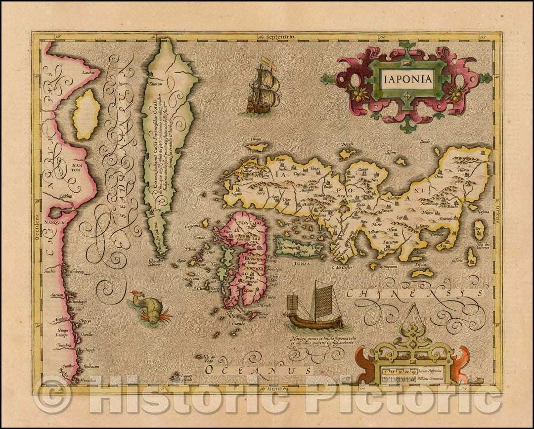 Historic Map - Iaponia (with the Island of Korea), 1619, Jodocus Hondius - Vintage Wall Art